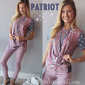 PATRIOT Vintage PatchFlag Print ScoopHem Tee Top