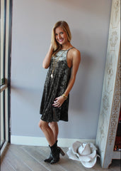 Olive VELVET HEART HiNeck Velour Cami Dress