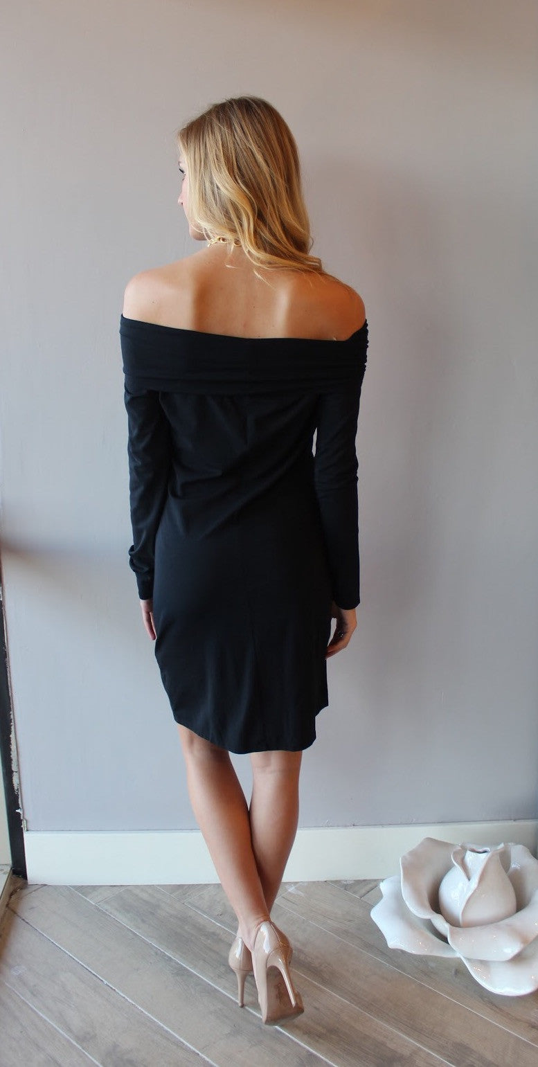 BOBI Jersey NOUVEAU Foldover OffShoulder Dress