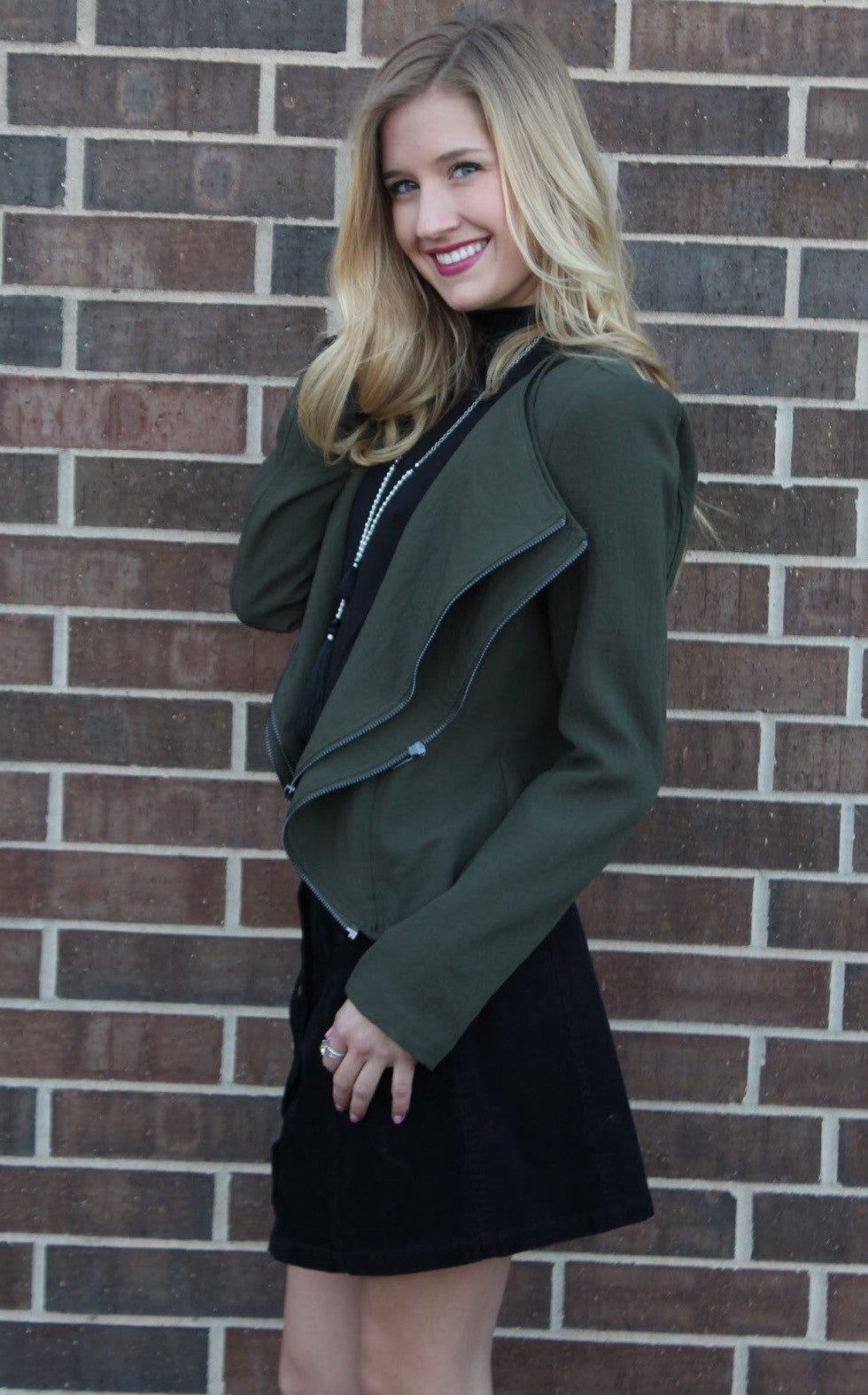 RAVINE Drapey Double Layer Zip Detail Blazer Jacket Top