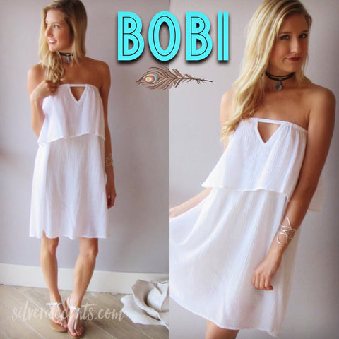 *BOBI Gauze DOMINICA Layered Cutout Tunic Dress