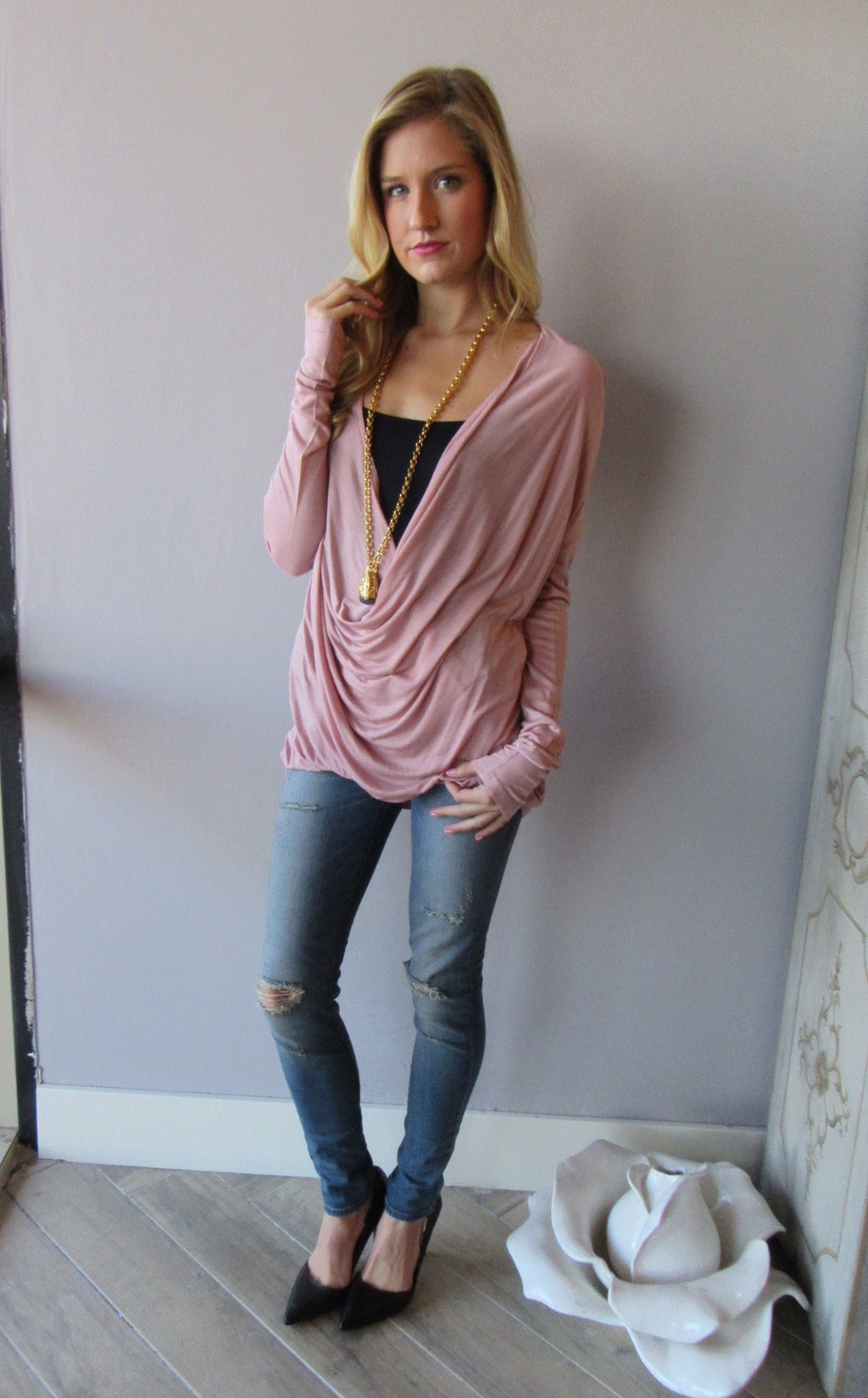 BELLA DrapeFront Jersey Top