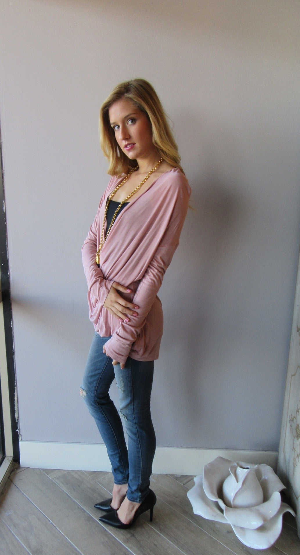 BELLA DrapeFront Jersey Top