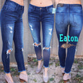 *EATON MidRise Distressed FrayHem Skinny Jean