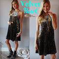 Olive VELVET HEART HiNeck Velour Cami Dress