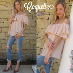 COQUETTE Ruffled OffShoulder Drapy Top