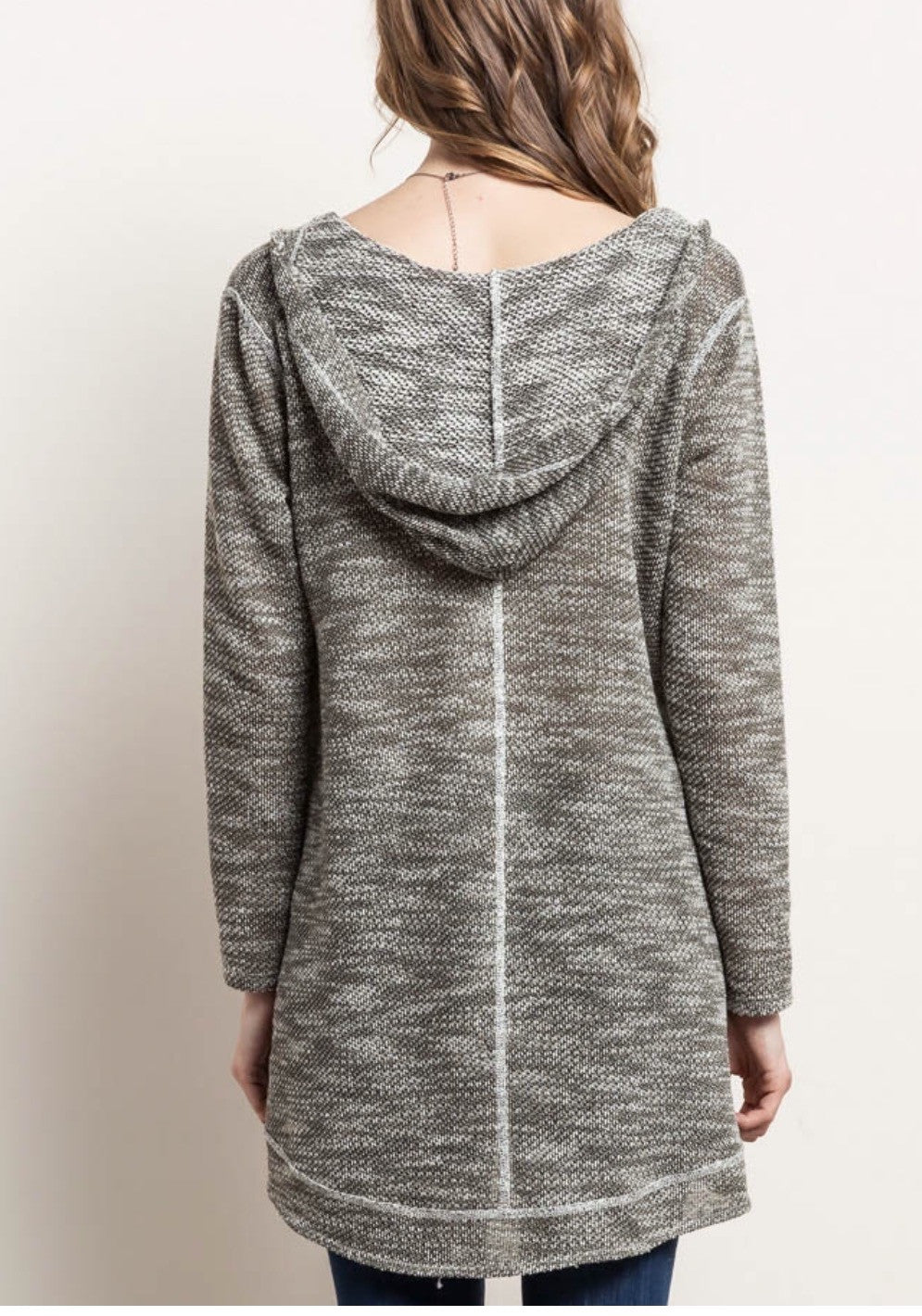 HIGHLIFE Marled Knit Hoodie Top