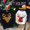 OH DEER Plaid Deer Raglan Sleeve Tee Top