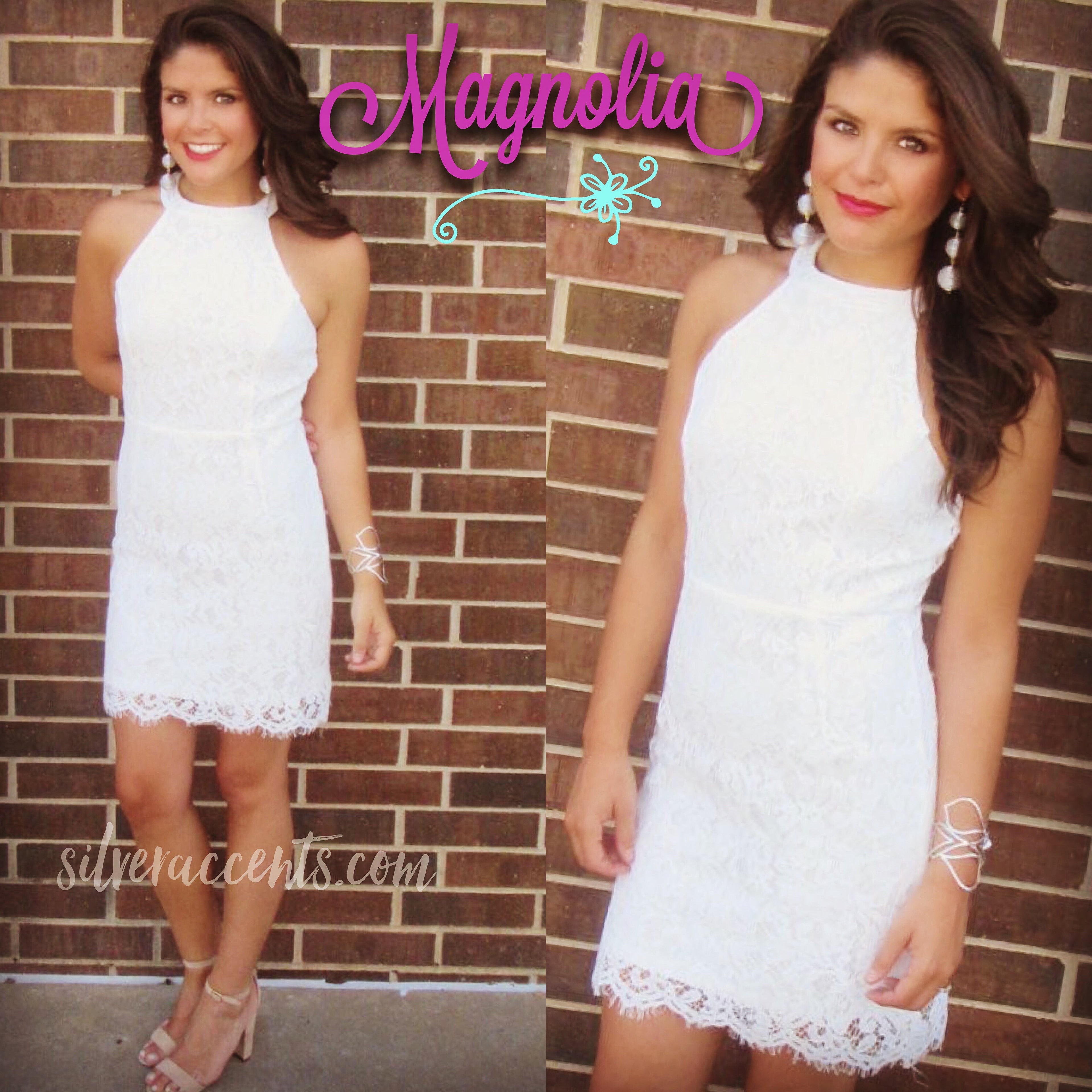 MAGNOLIA Lace HalterNeck ScallopHem Dress