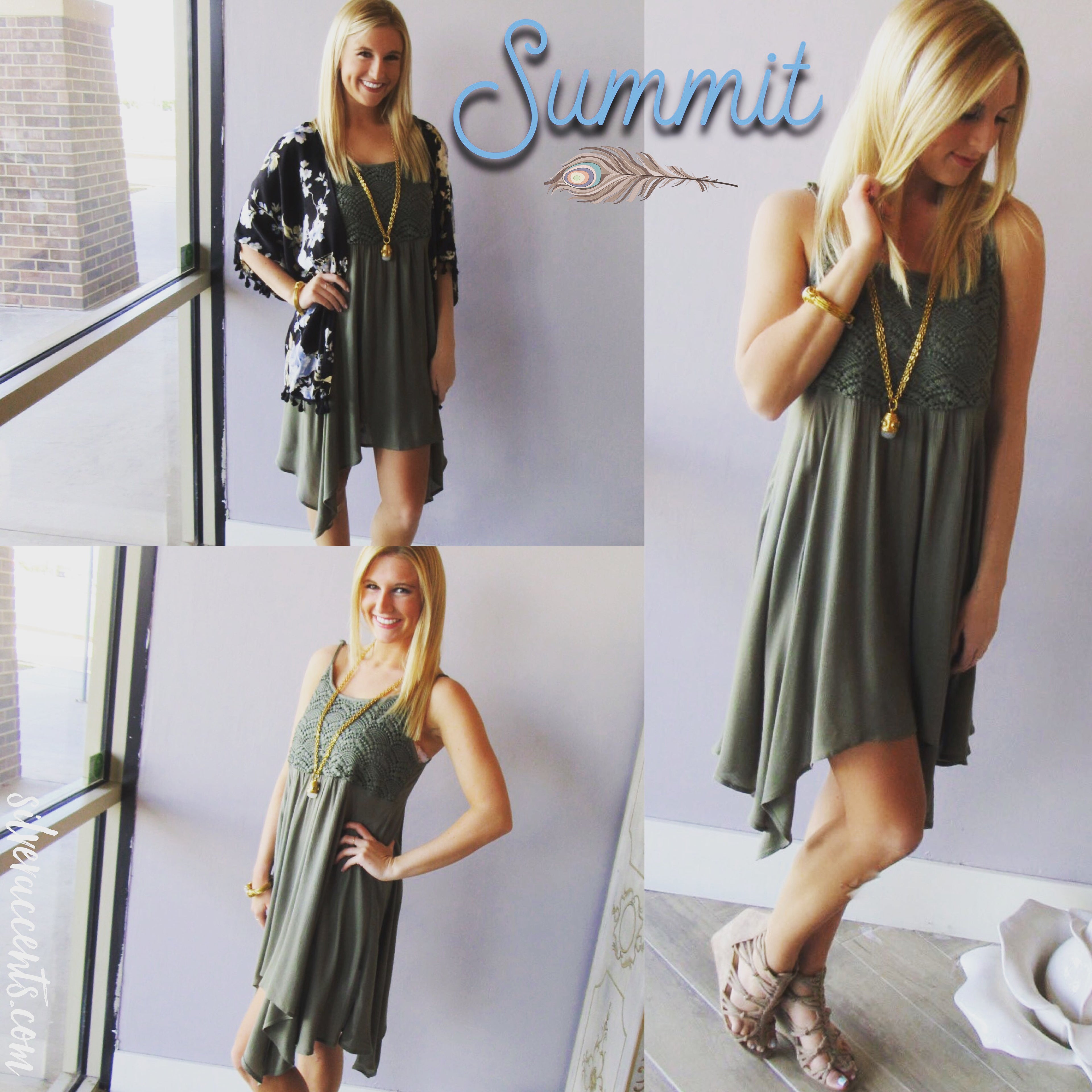 SUMMIT Crochet Bust Asymmetric Gauze Dress