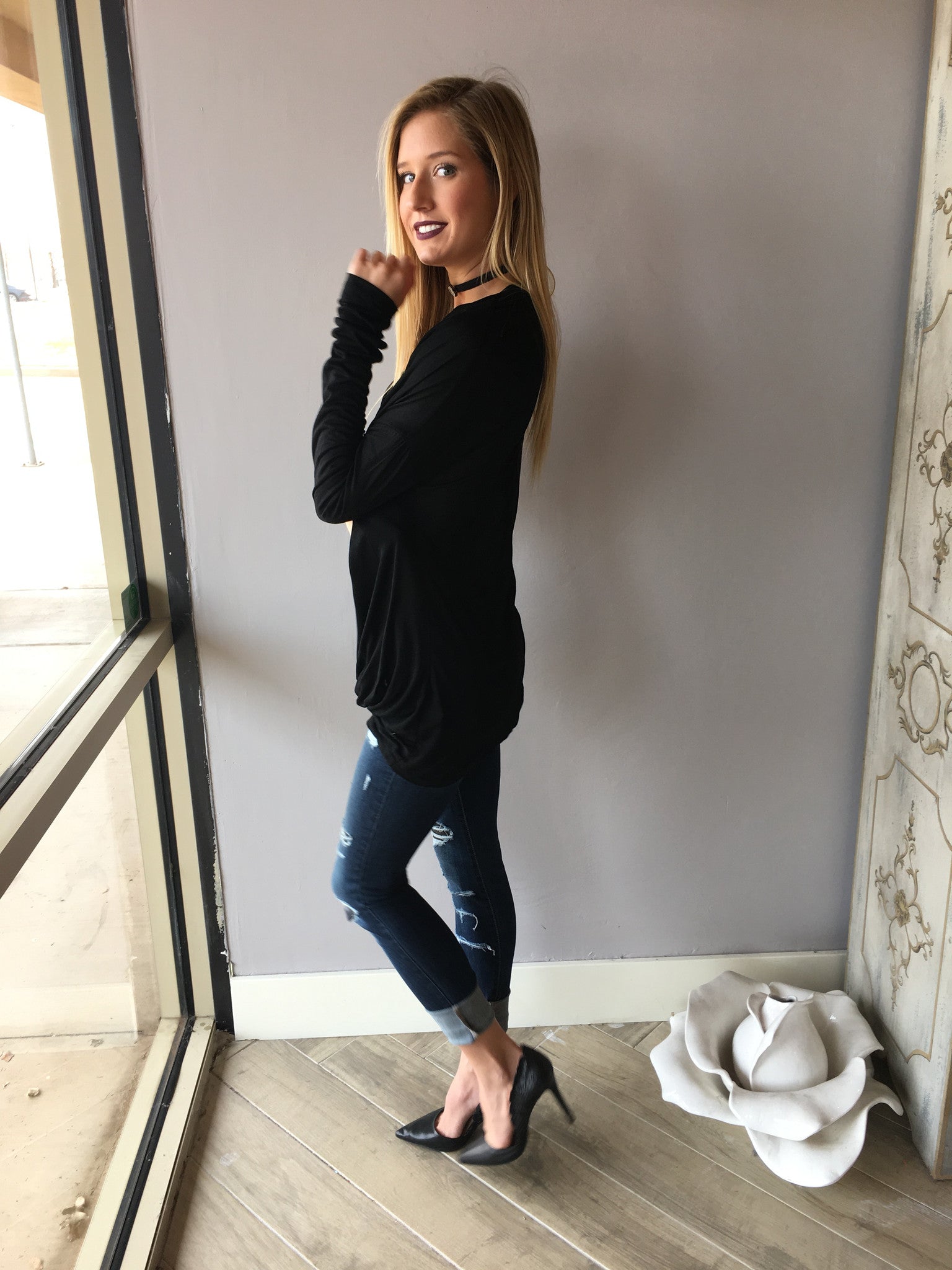 BELLA DrapeFront Jersey Top