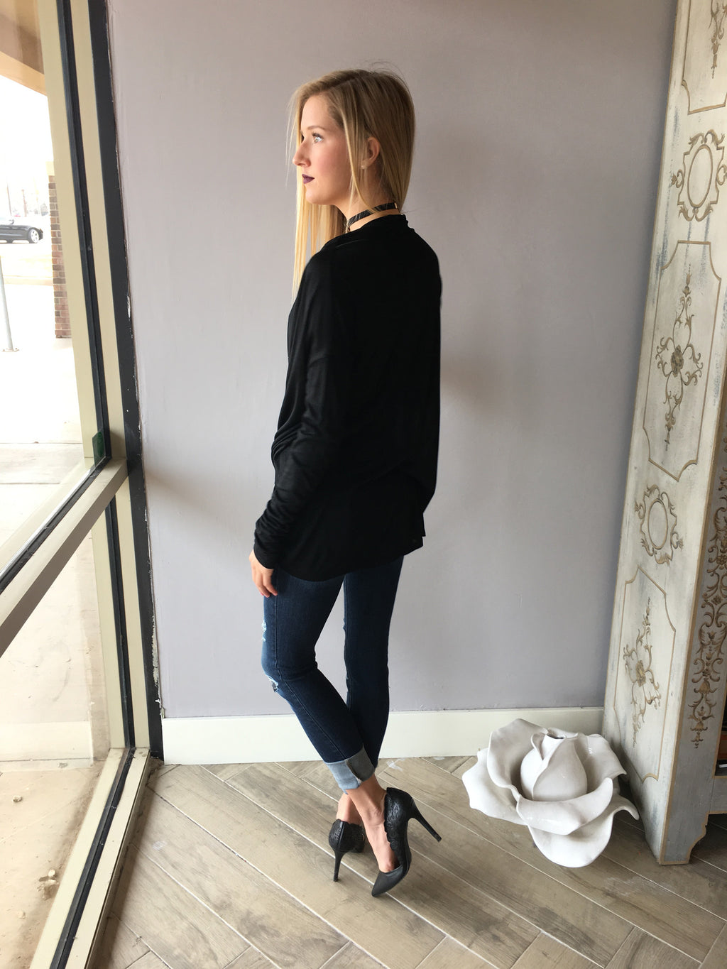 BELLA DrapeFront Jersey Top