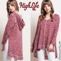 HIGHLIFE Marled Knit Hoodie Top