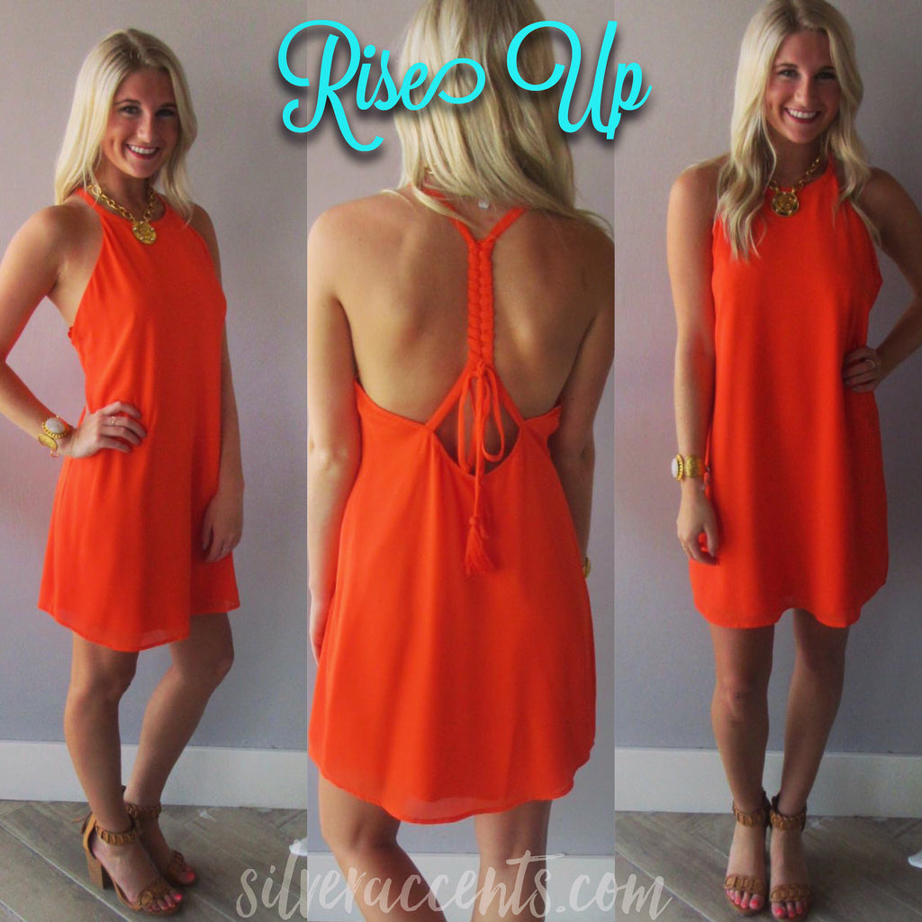 RISE UP Braided StrappyBack Chiffon Shift Dress