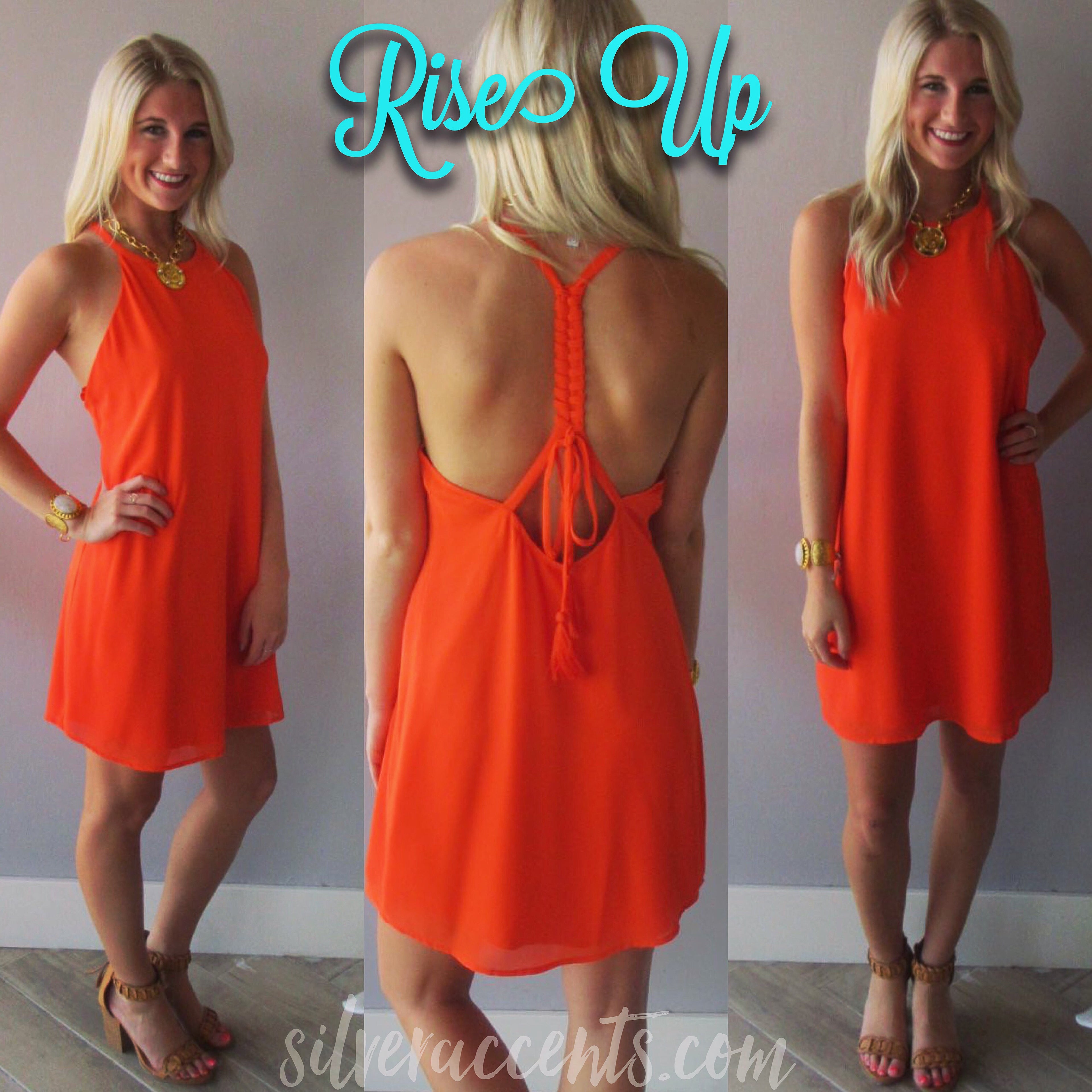 RISE UP Braided StrappyBack Chiffon Shift Dress