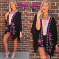 BRIGHT SIDE Embroidered Floral Kimono Cardigan