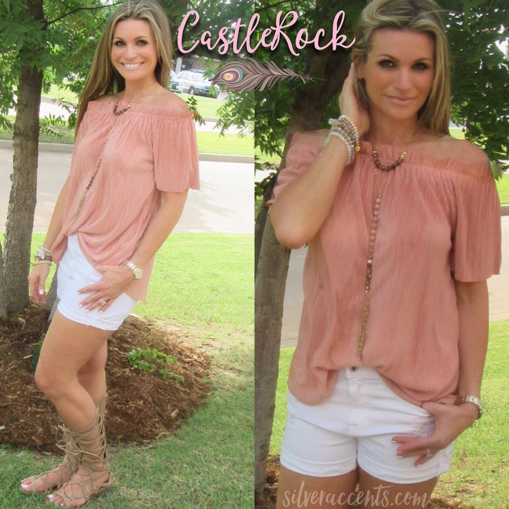 CASTLEROCK Pleated Satin OffShoulder Top