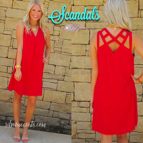 Red SCANDALS StrappyBack Chiffon V-Neck Dress