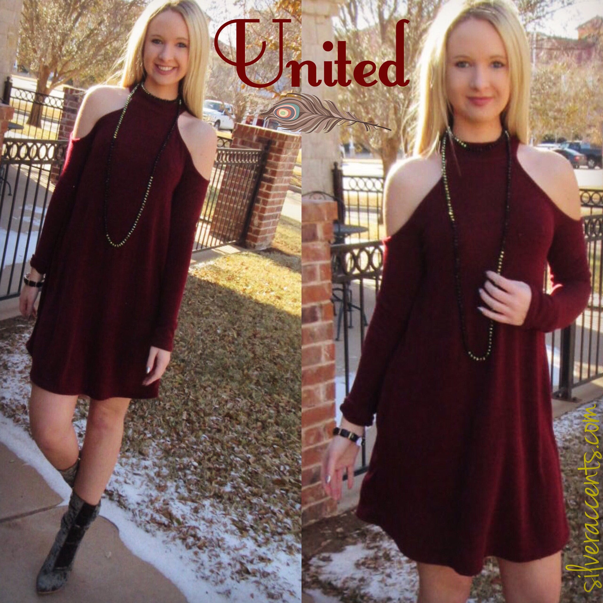 UNITED Knit ColdShoulder MockNeck Dress w/Pockets