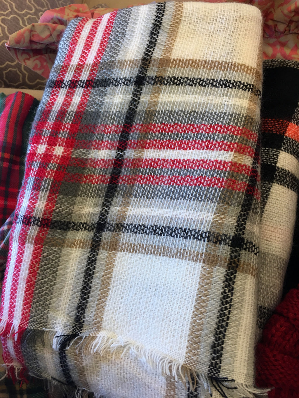 KATE Plaid Blanket Fringe Scarf