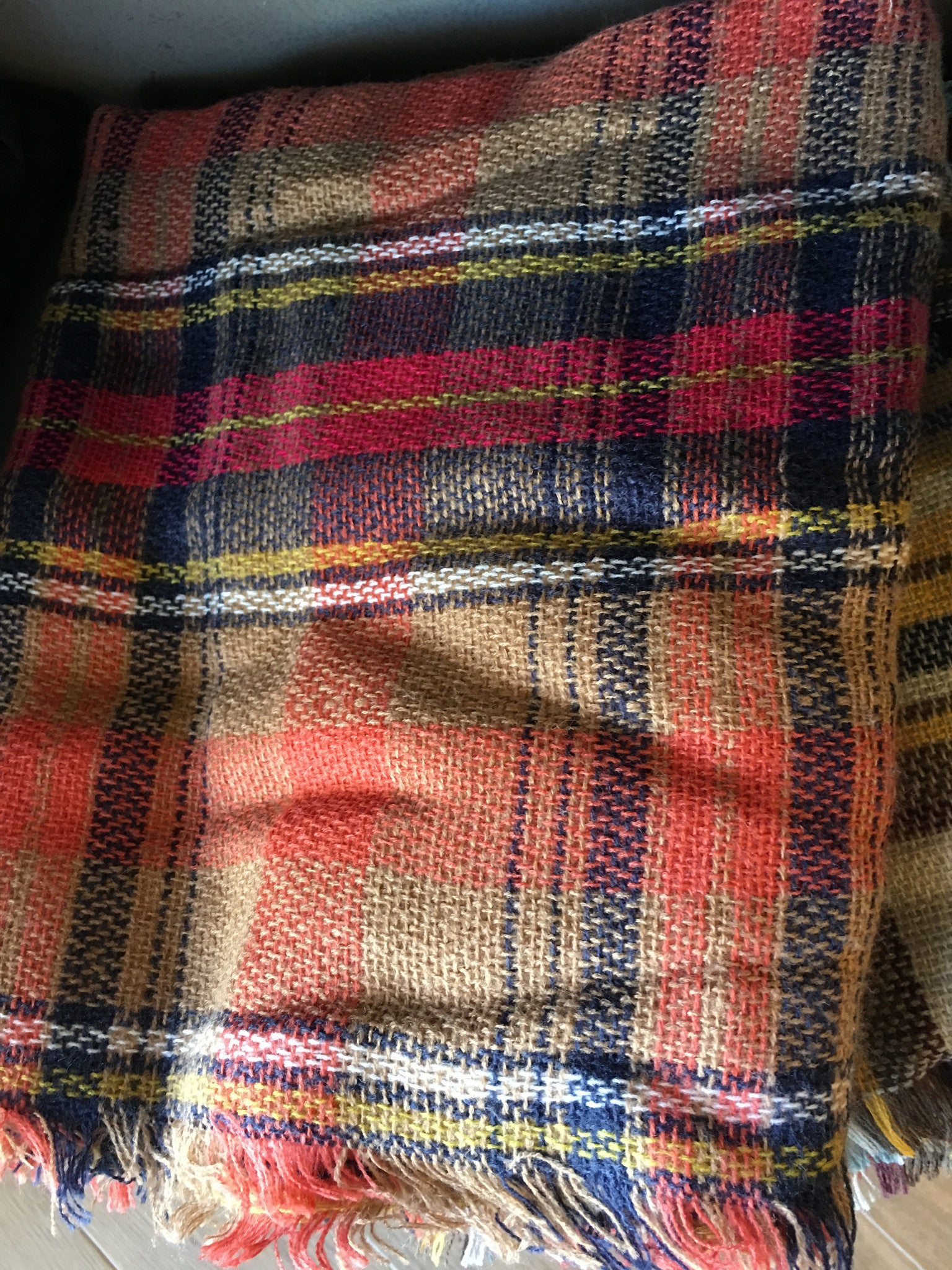 KATE Plaid Blanket Fringe Scarf