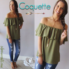 COQUETTE Ruffled OffShoulder Drapy Top