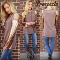 PROSPECTS Cold Shoulder Glitter Sleeve Knit Top