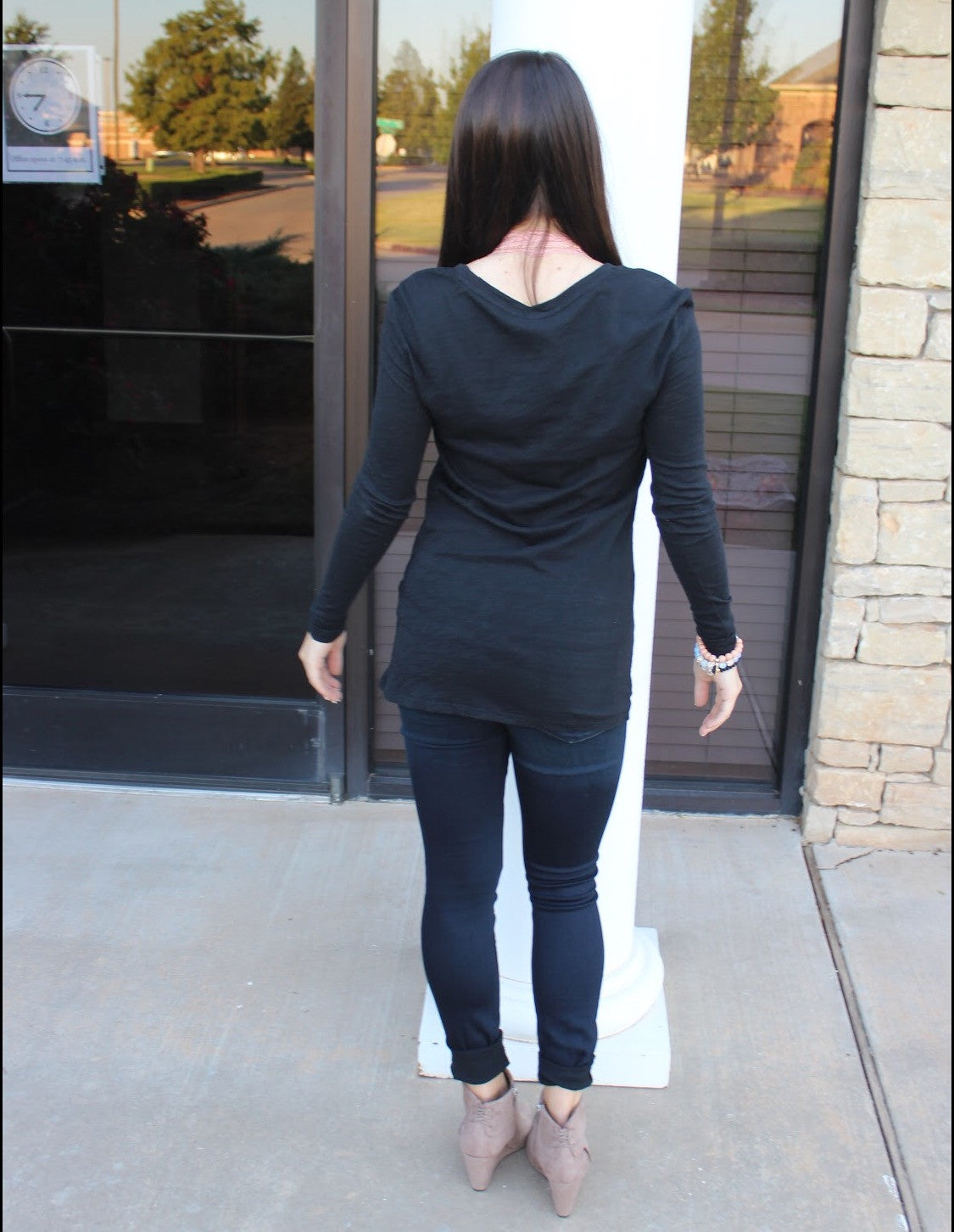 BOBI Slub Jersey LET IT GO Twist Front L/S Tee Top