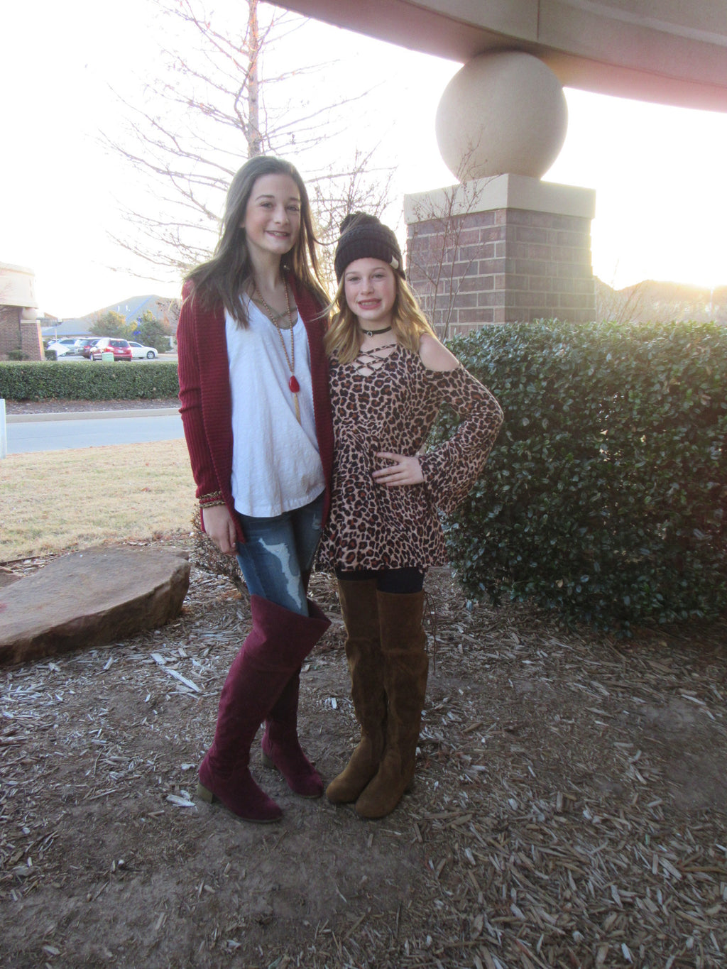 Tween TRES CHIC Leopard Print Cold Shoulder Crossneck Jersey Top