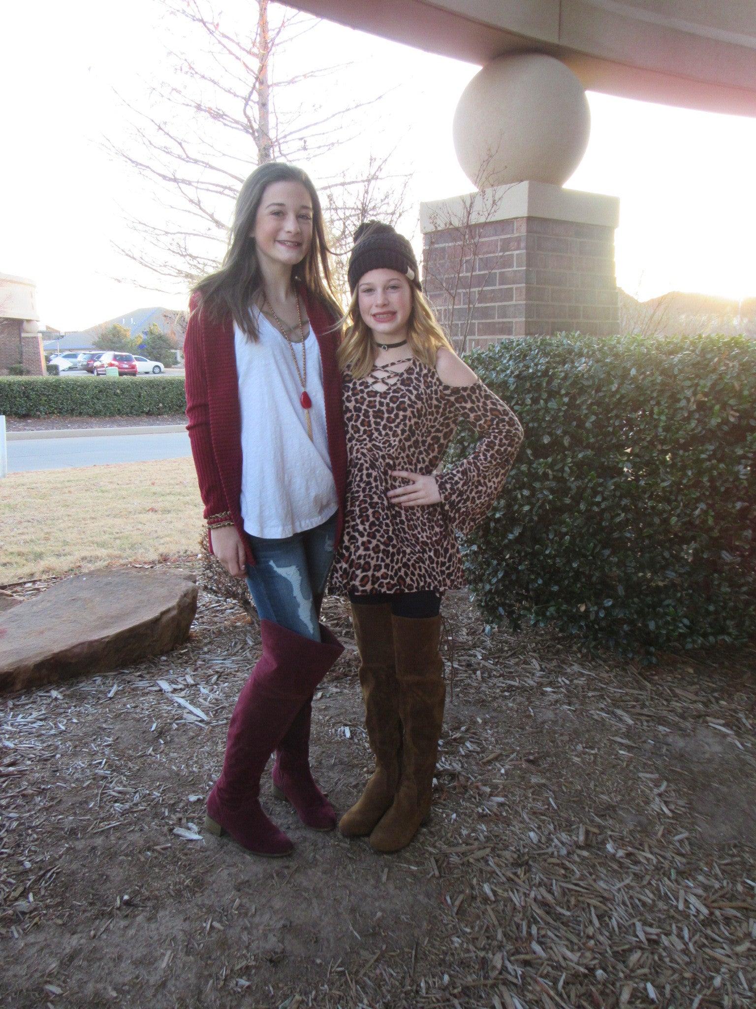 Tween TRES CHIC Leopard Print Cold Shoulder Crossneck Jersey Top