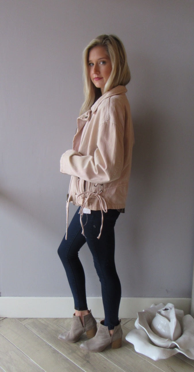 FREE PEOPLE Rose Oversize Denim Moto Jacket