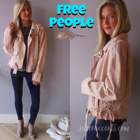 FREE PEOPLE Rose Oversize Denim Moto Jacket