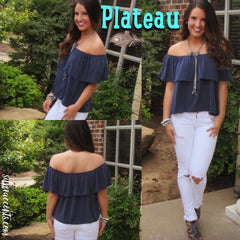 PLATEAU Ruffled OffShoulder Supersoft Tencel Jersey Top