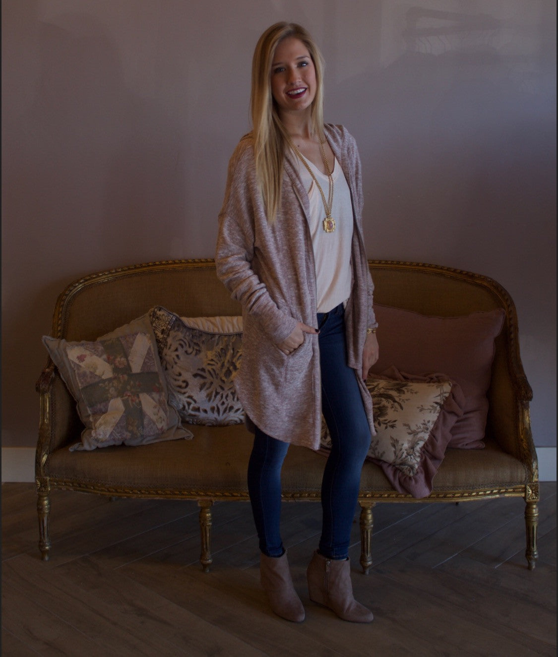 TURN BACK Shirttail Hem Zip Hoodie Tunic Top