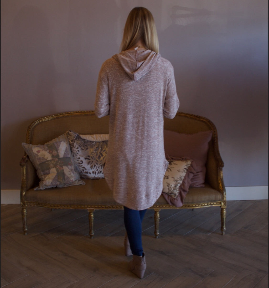 TURN BACK Shirttail Hem Zip Hoodie Tunic Top