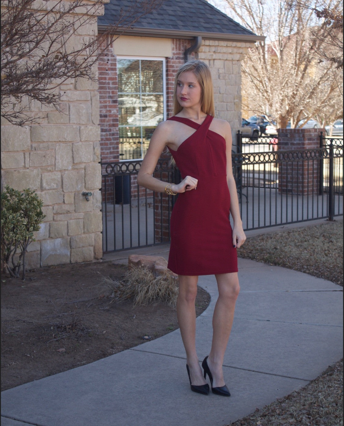 CROSSWAYS CrissCross Neck Textured Dress