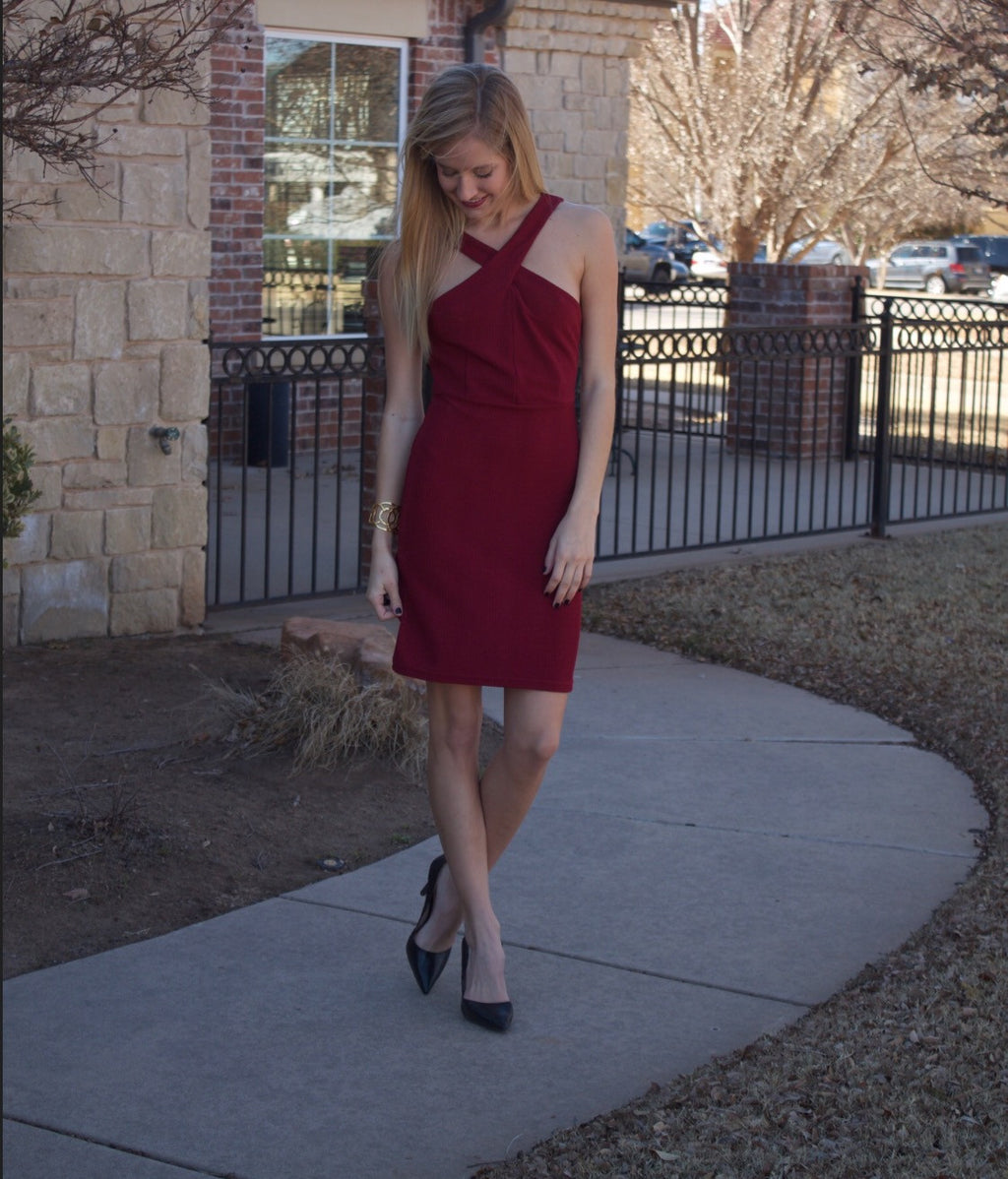 CROSSWAYS CrissCross Neck Textured Dress