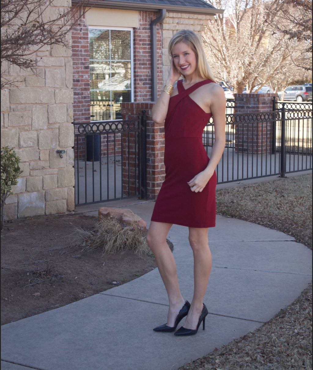 CROSSWAYS CrissCross Neck Textured Dress