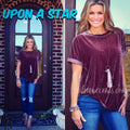 UPON A STAR Velvet Roll Sleeve Tunic Top