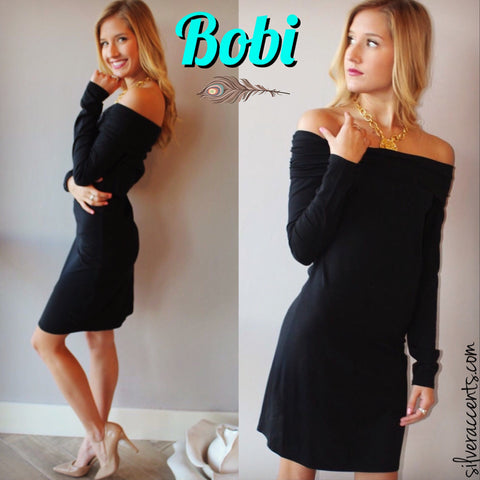 BOBI Jersey NOUVEAU Foldover OffShoulder Dress