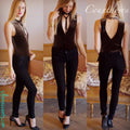 COUNTDOWN Velvet Cutout MockNeck Bodysuit Tank Top