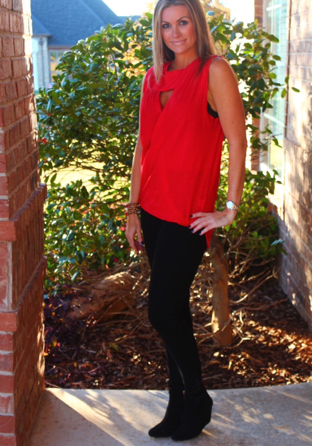 BOBI Jersey PETRA Cutout  Surplice Crossover HiLo Top