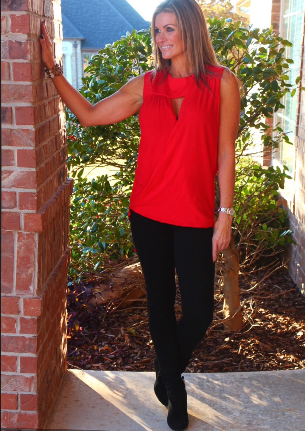 BOBI Jersey PETRA Cutout  Surplice Crossover HiLo Top