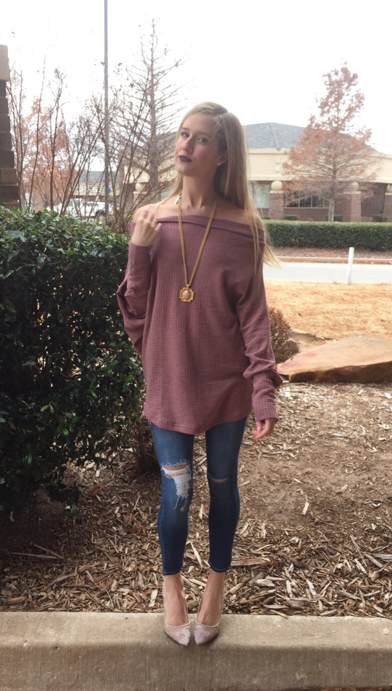 HOUDINI WaffleKnit Multi-Way Dolman Sleeeve Tunic Top