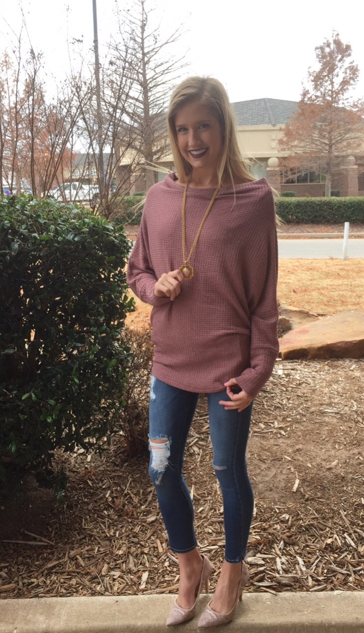 HOUDINI WaffleKnit Multi-Way Dolman Sleeeve Tunic Top