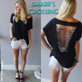 SHARPS CROSSING MineralWash LaserCut Back Jersey Top