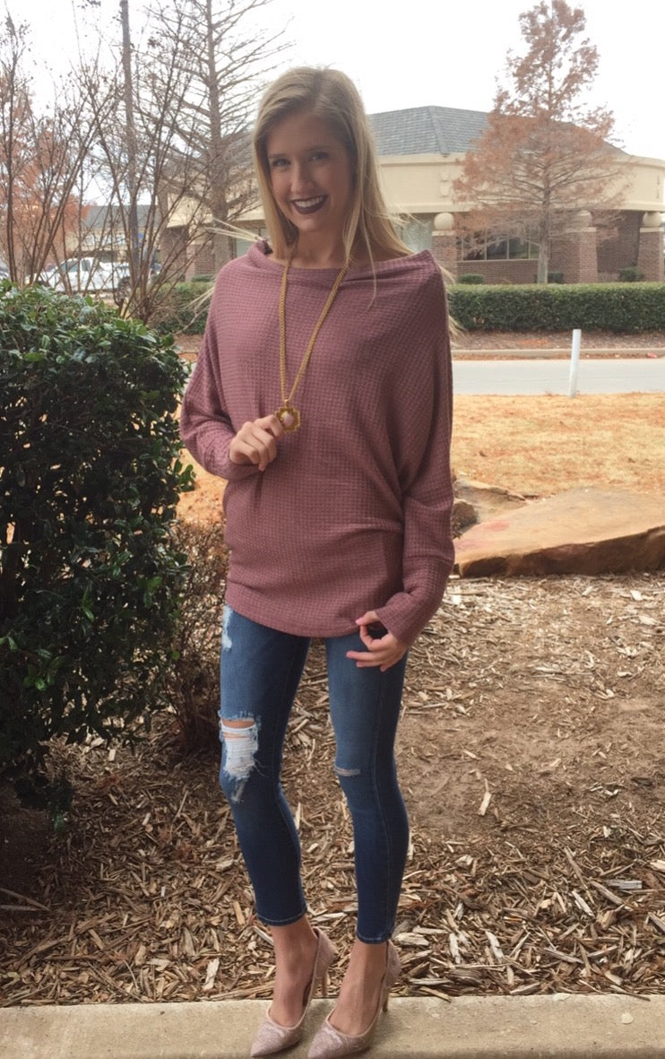 HOUDINI WaffleKnit Multi-Way Dolman Sleeeve Tunic Top