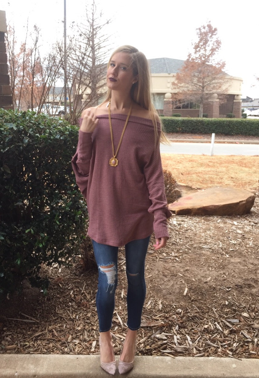 HOUDINI WaffleKnit Multi-Way Dolman Sleeeve Tunic Top