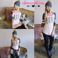 LOVE Graphic Logo Stripe Sleeve Top