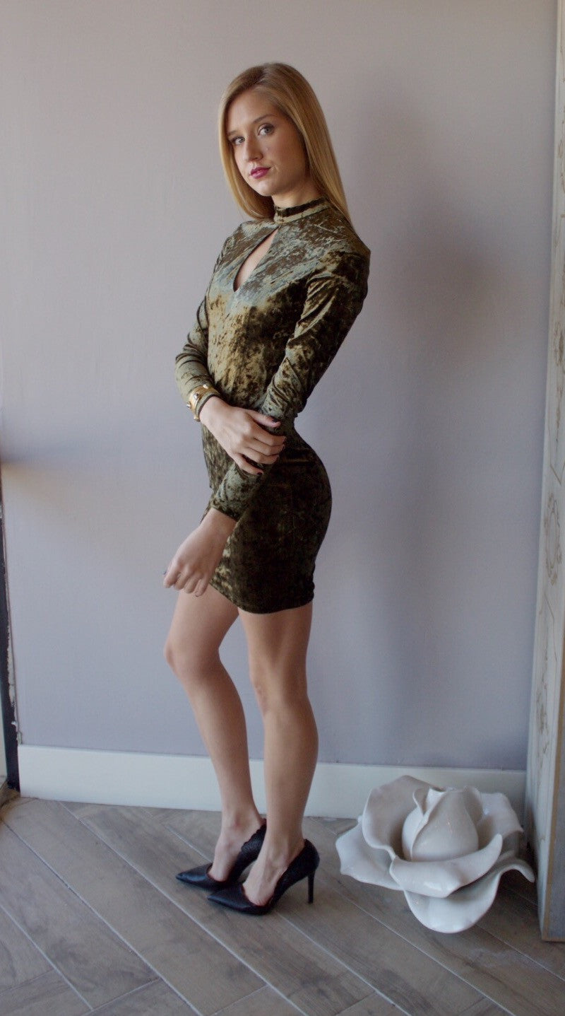 BRIGHT SIDE Velvet Cutout Bodycon Dress